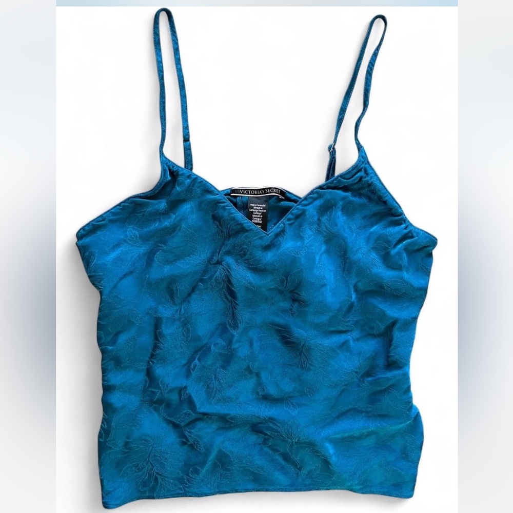 Victoria's Secret Teal Jacquard Satin Camisole